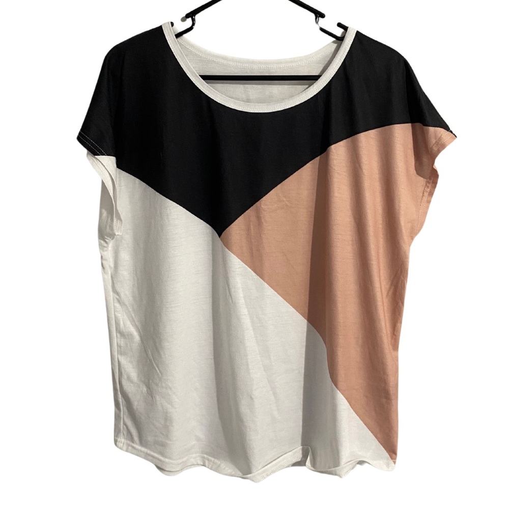 Colorblock Women's Top - Black, White, and Peach